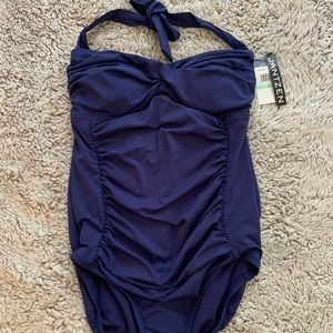 Navy blue one piece bathing suit